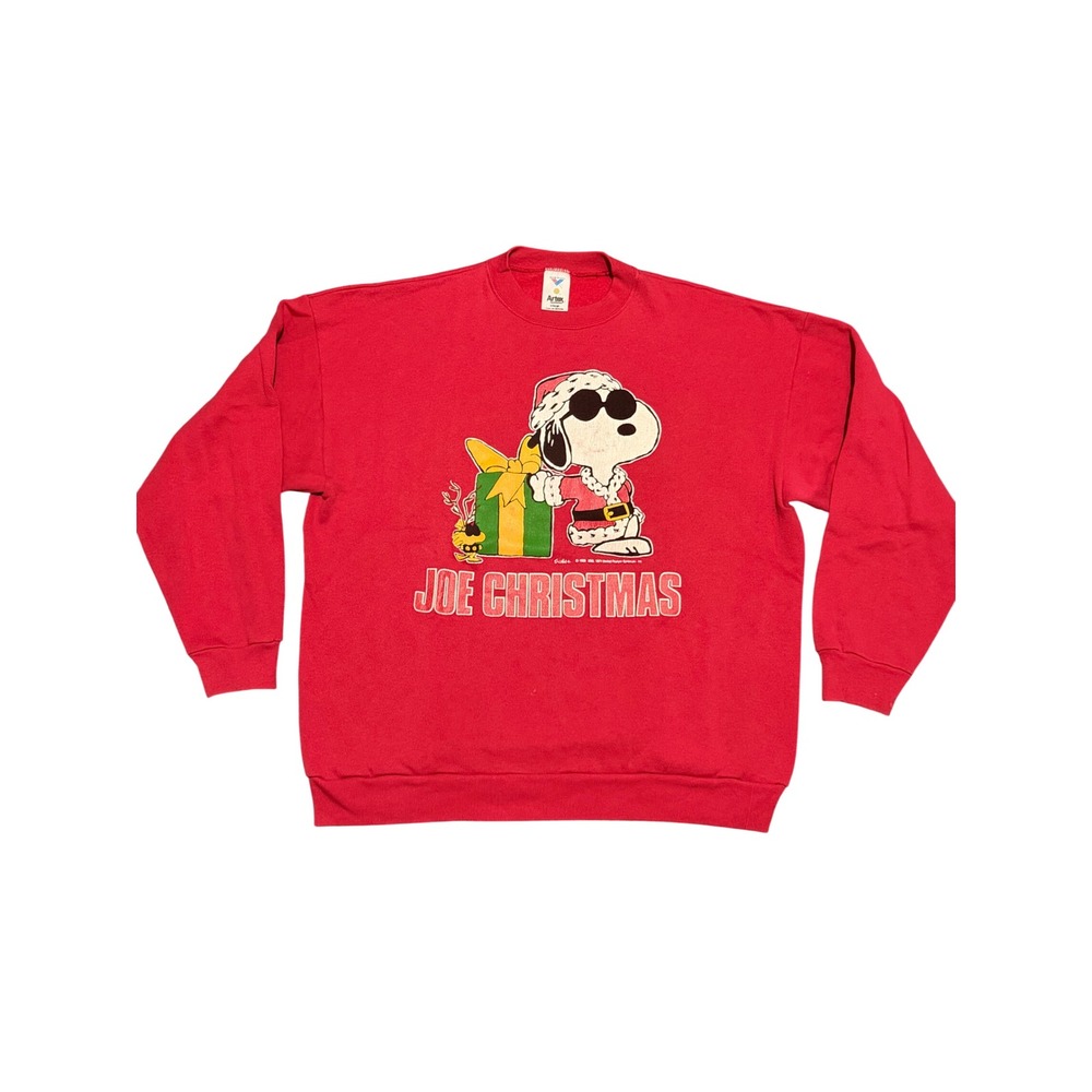 Vintage Artex Joe Christmas Snoopy Peanuts Sweatshirt Red XL Made in USA